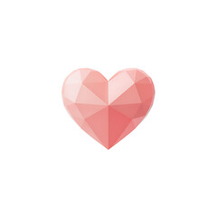 A geometric peach heart representing love and connection shining brightly on transparent background