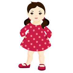 doll girl in red polka dot dress vector