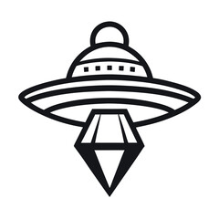 Simple Line Art Illustration of a Flying Saucer vector icon set design