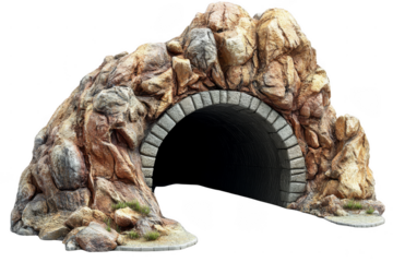 Transporting through time a majestic rock tunnel model for scenic railroads display and artistic environments
