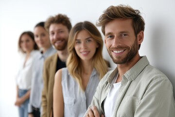 Obraz premium Diverse professionals exhibiting teamwork and positivity within corporate enviroment