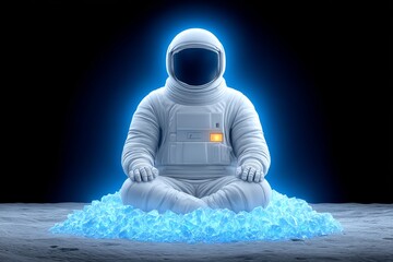 a fantasy version of the moon landing where astronauts discover glowing crystals and mythical moon creatures