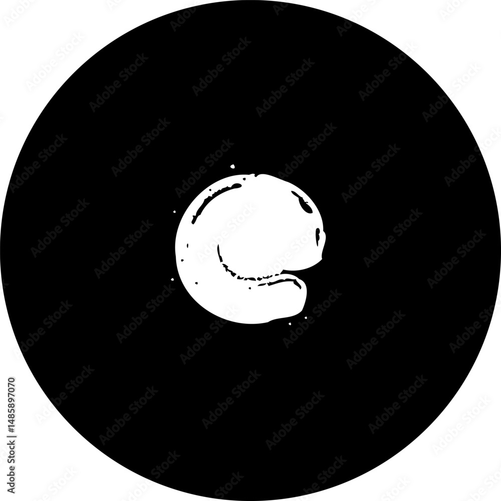 Poster minimalist abstract composition with fluid form in contrasting hues within a circle