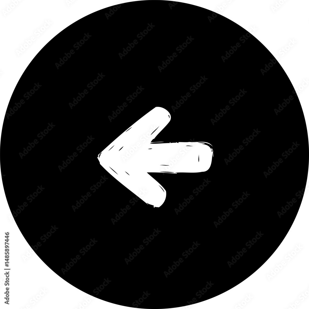 Poster simple graphic illustration of an arrow pointing left within a circular shape