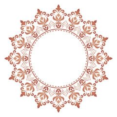 Round damask ornament, Decorative vintage frame, Elegant vector element for design in Eastern style, beauty place for text, Floral border, Lace illustration for invitations and greeting cards