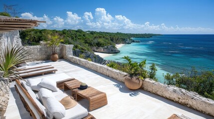Fototapeta premium luxurious beachfront villa with stunning ocean view