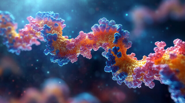Engineered immune cell with mRNA strand inside, 3D render of CAR-T therapy concept