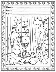 Bold and Easy Cozy Nooks Coloring Book for Adults and Kid.  
High resolution (300 DPI), 
Ready to print on standard 8.5x11 inch paper With (No Bleed), 
Black and White. 
Vector illustration - AI, EPS,