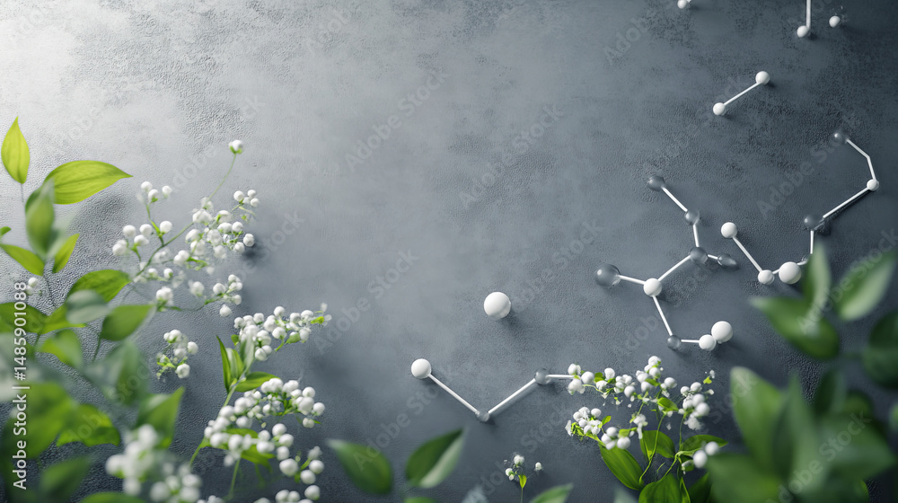 Poster grey-themed layout with space for text showcasing molecular structure