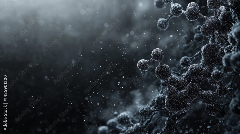 Poster grey-themed layout with space for text showcasing molecular structure