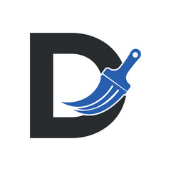 Initial Paint Logo combine with letter D vector template