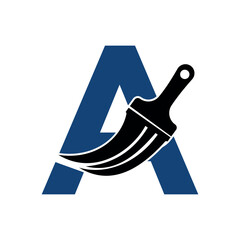 Initial Paint Logo combine with letter A vector template