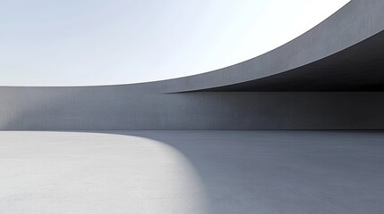Modern Concrete Structure with Curved Wall and Open Space