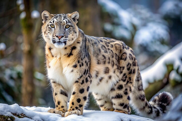 Fototapeta premium snow leopard in the snow