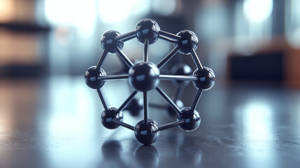 Laboratory close-up of a ball-and-stick molecular model
