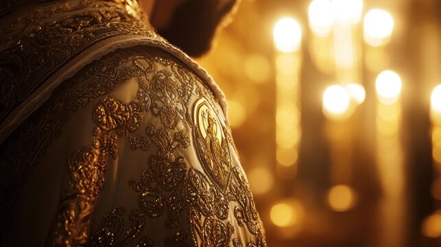 Ornate religious garment in a church