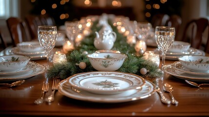 Festive Christmas Dinner Table Setting