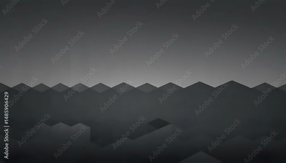 Poster monochromatic image featuring a repeating pattern of geometric shapes evoking a sense of depth.