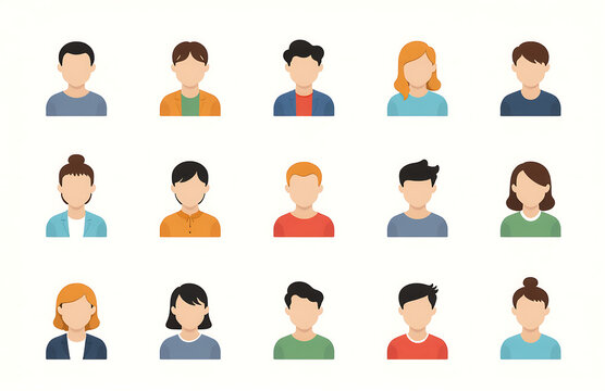 flat design icon avatar illustration set modern digital applications websites minimalistic aesthetic