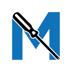Electrical tools Logo combine with letter M vector template
