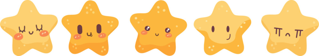 Five adorable cartoon stars set4
