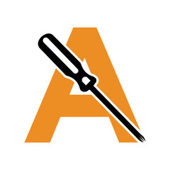 Electrical tools Logo combine with letter A vector template
