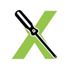 Electrical tools Logo combine with letter X vector template