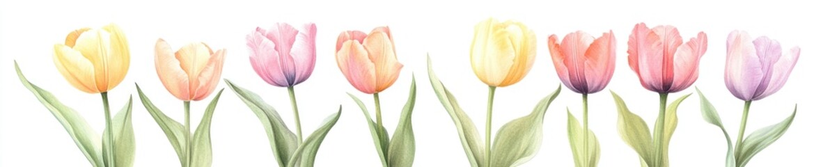 Fototapeta premium Pastel tulips in a row