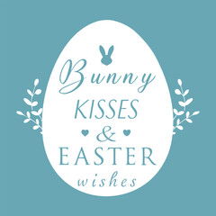 Bunny Kisses and Easter Wishes Blue Oval Label Design
