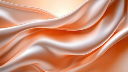 Obraz premium Smooth flowing silky fabric in soft peach and cream colors creating an elegant and luxurious texture with gentle folds and light reflections