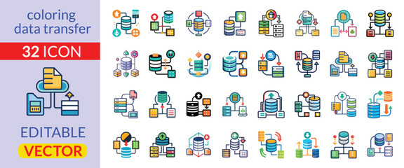 coloring data transfer icons, data transfer icon,