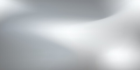 Silver foil background with metal mirror texture. Chrome gradient surface with light gloss. Vector aluminum grey sheet with reflection. Platinum and titanium modern