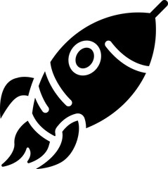 Rocket launch icon. Silhouette style.