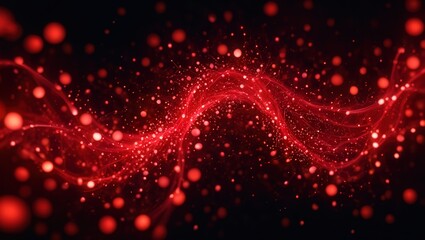 Dynamic Abstract Red Wavy Lines Representing Flowing Data Streams, Energetic Pulses, or Complex Digital Networks, Ideal for Technology and Connectivity Concepts