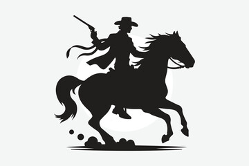 silhouette of horses and cowboy's in black