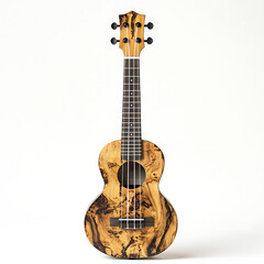Obraz premium Elegant ukulele: A captivating instrument, showcasing intricate wood grain detail on a bright backdrop.
