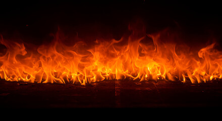 Fiery Inferno A Blazing Wall of Orange and Red Flames