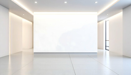 Fototapeta premium Modern Minimalist Interior Design Empty White Room with Recessed Lighting