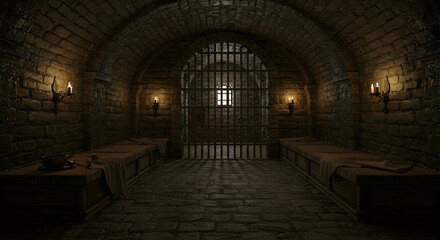 Dungeon, Jail, Stone, Medieval Prison Cell Interior