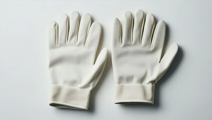Pair of White Gloves Laying Flat on White Surface