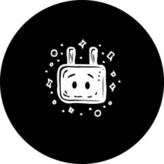 Obraz premium Simple Cartoonish Power Plug Graphic on Black Background with Sparkles