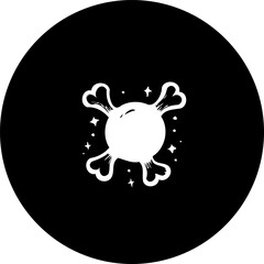 Stylized bone icon within a black circle, conveying a whimsical and playful imagery