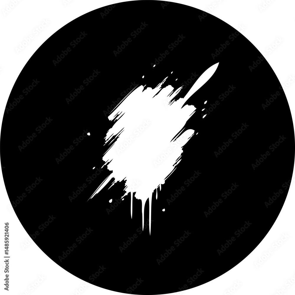 Poster abstract monochrome splash on black, creating a dynamic visual contrast