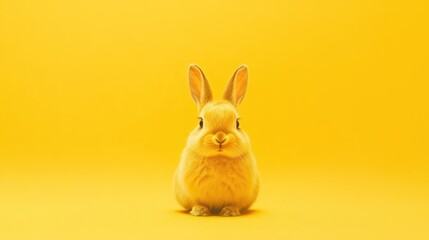 Cute bunny on yellow background