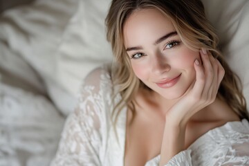 Fototapeta premium Soft lighting highlights serene expression