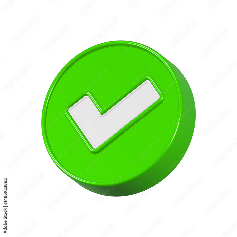 Poster check mark approve icon check list 3d rendering
