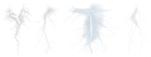 Obraz premium PNG Electric energy bolts collection, element set on transparent background