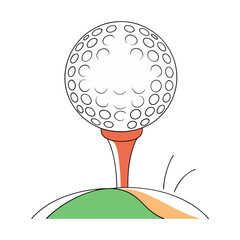 Golf Ball on Tee Vector Illustration, Simple Sports Equipment Design for Golf