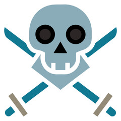 Skull and Crossed Swords Vector Icon ,Pirate and Danger Symbol Illustration