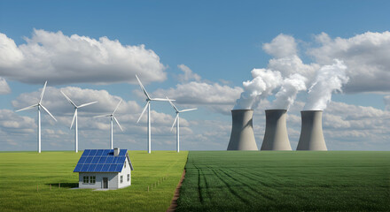 Wind turbine, Wind turbines, Solar panel, Renewable Energy vs Nuclear Power A Choice for the Future